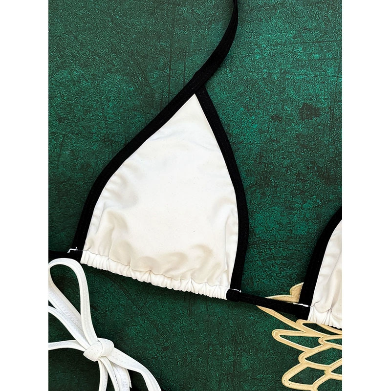 Women's Halter Triangle Bikini Set with Tie-Side Bottom view 4