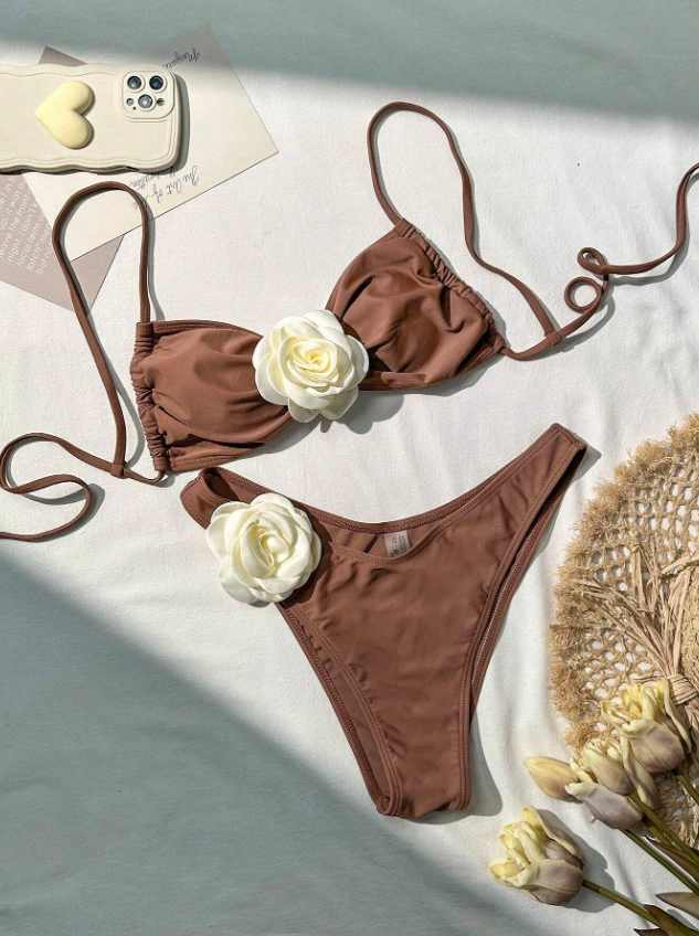 Women's Rosette Applique Bandeau Bikini Set view 10