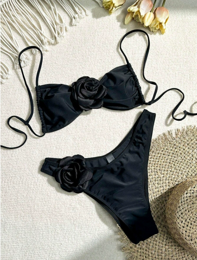 Women's Rosette Applique Bandeau Bikini Set view 6