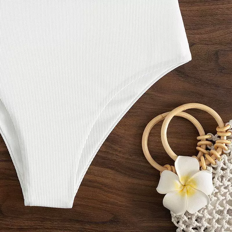 Strapless Lace-Up Bandeau High Waist Bikini Set view 4