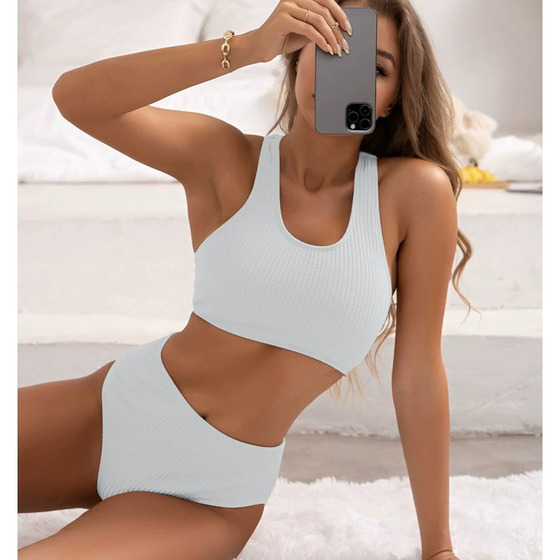 Women’s Cross Back Scoop Neck High Waist Bikini Set