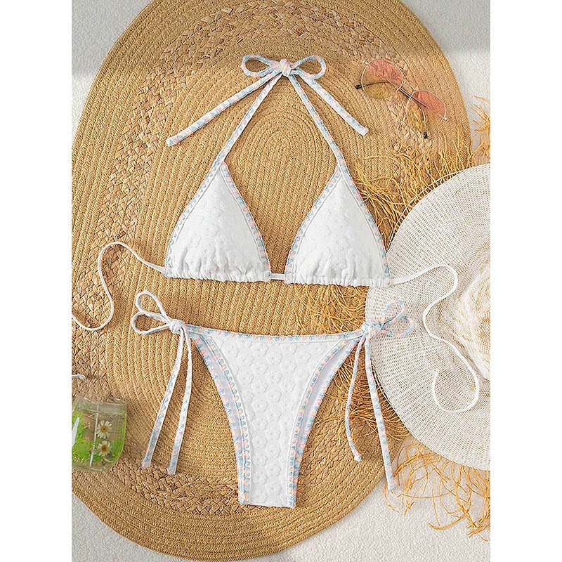 Women’s Halter Triangle Tie Side Bikini Set