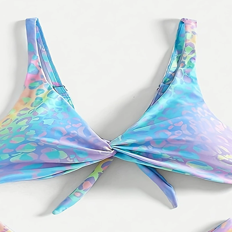 Women's Twist Front Triangle Bikini Set with High Cut Bottom view 3
