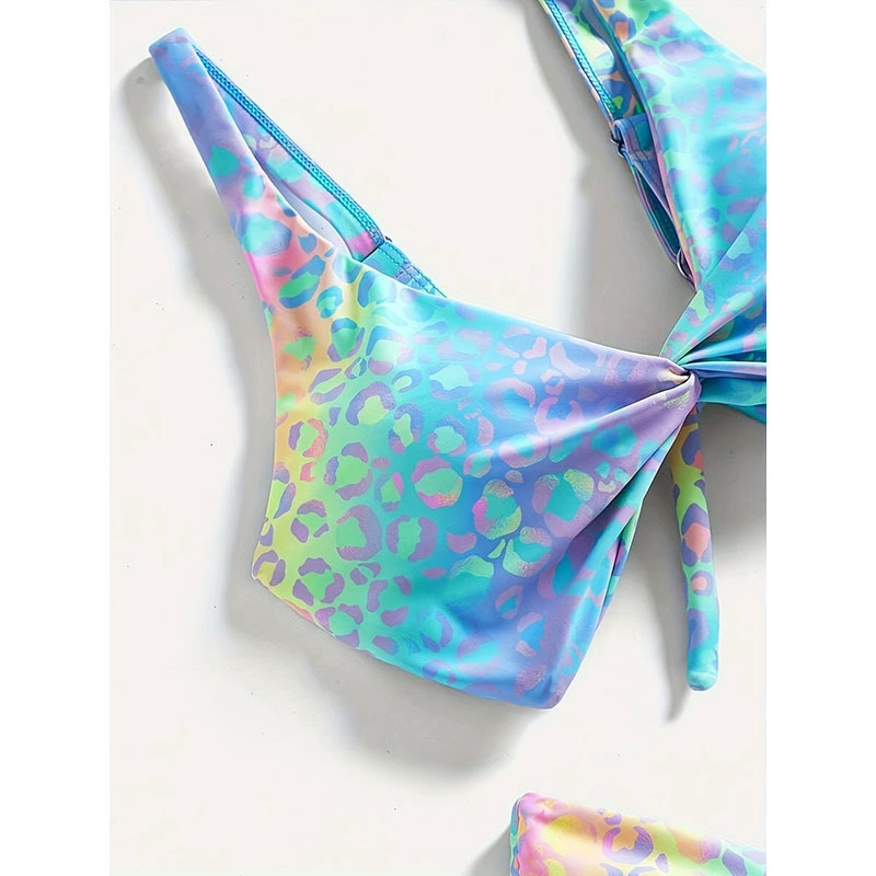 Women's Twist Front Triangle Bikini Set with High Cut Bottom view 4