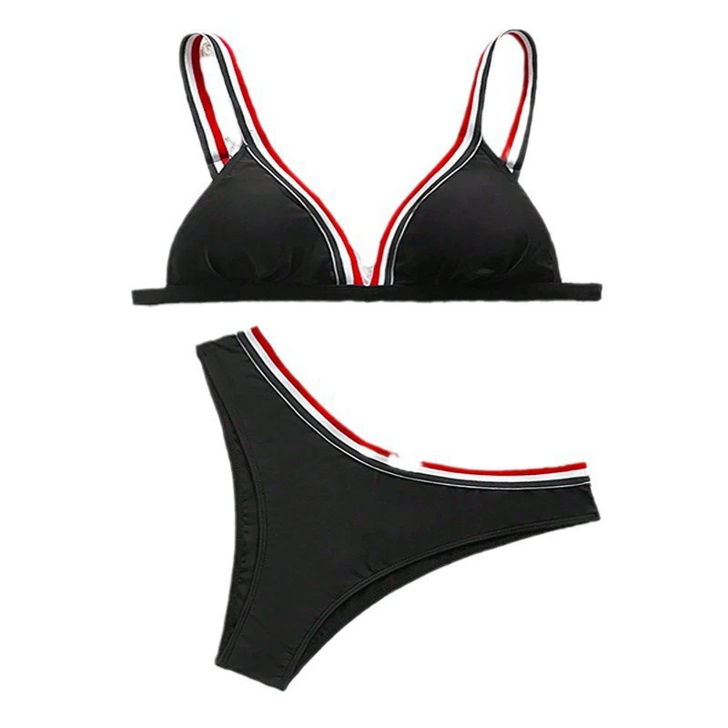 Women's V-Neck Triangle Bikini Set with Adjustable Straps view 5