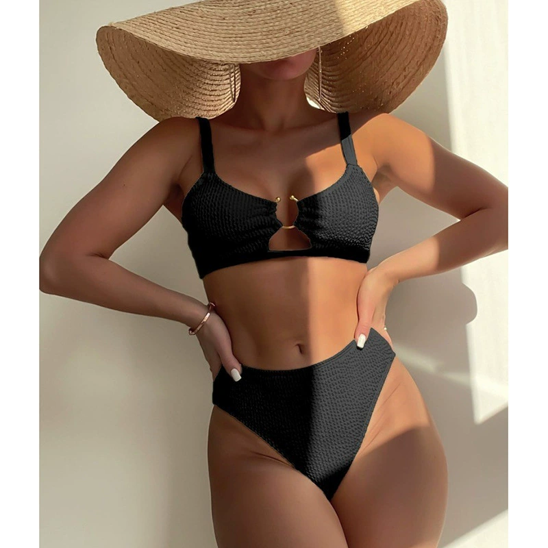 Women’s Two Piece Ring Cutout High Waist Bikini Set