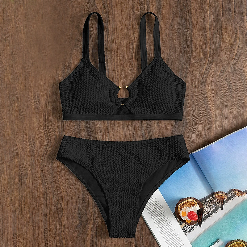 Women's Two Piece Ring Cutout High Waist Bikini Set view 4