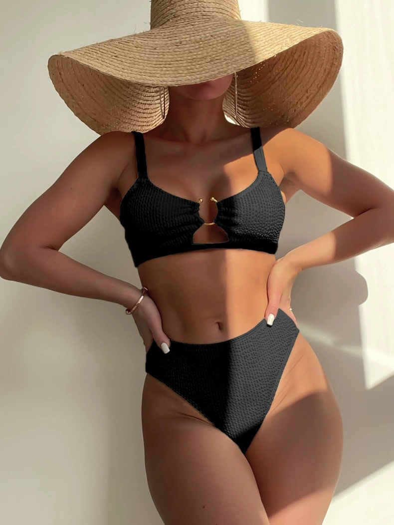 Women's Two Piece Ring Cutout High Waist Bikini Set view 6