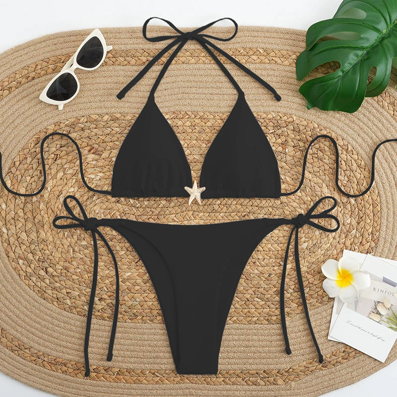Women’s String Triangle Bikini Set with Starfish Charm