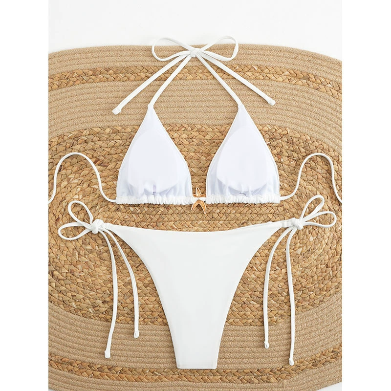 Women's String Triangle Bikini Set with Starfish Charm view 3