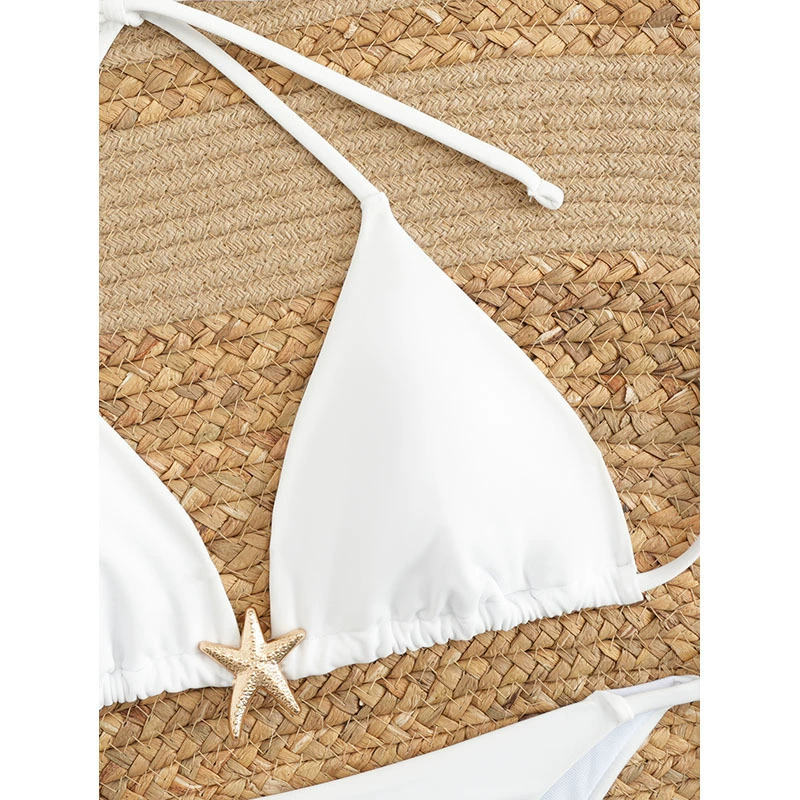 Women's String Triangle Bikini Set with Starfish Charm view 4