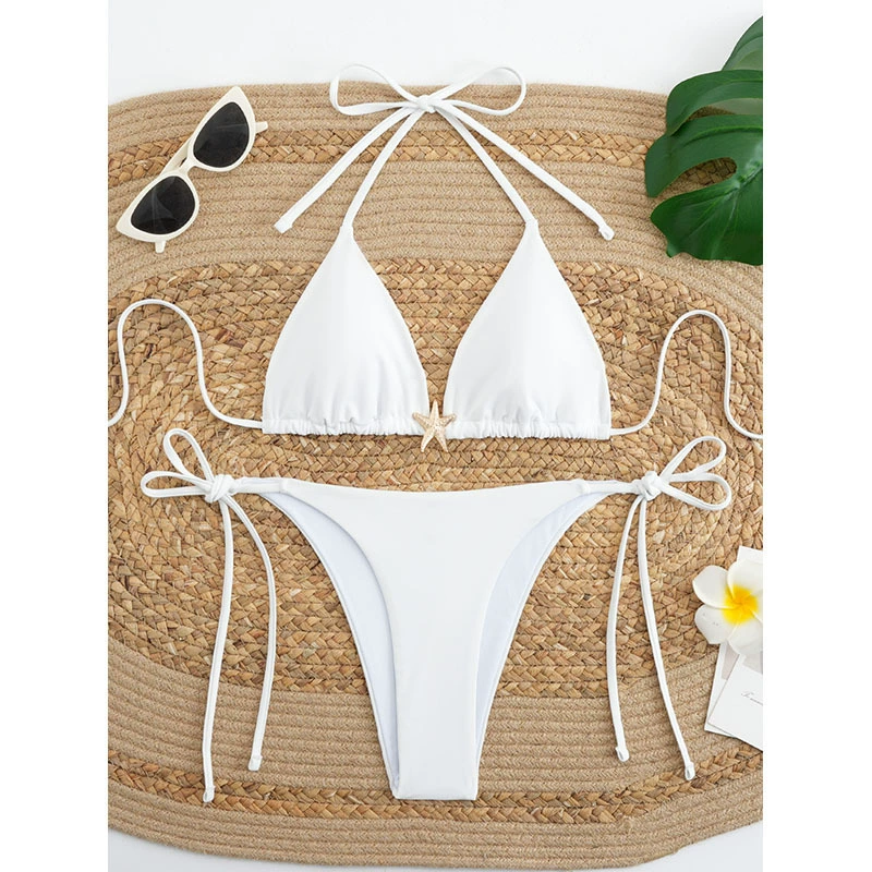 Women's String Triangle Bikini Set with Starfish Charm view 5