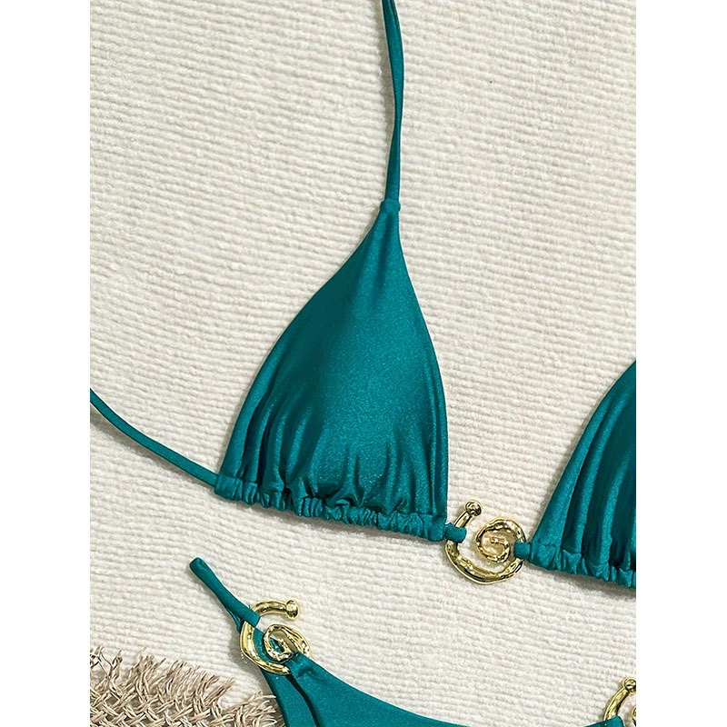 Women's Spiral Ring Triangle Bikini Two-Piece Swimsuit Set view 4
