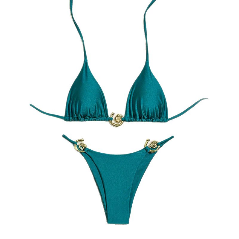 Women's Spiral Ring Triangle Bikini Two-Piece Swimsuit Set view 5