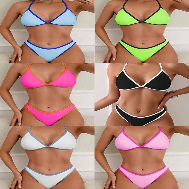 Women’s Cross Back Tie Triangle Bikini Set