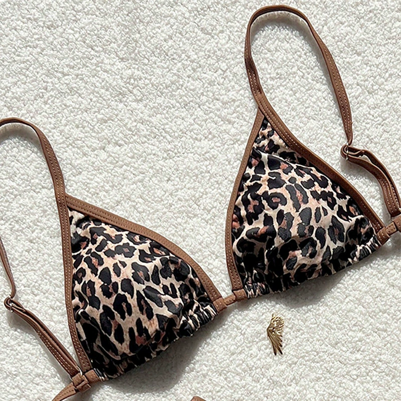 Women's Triangle String Bikini Set with High-Cut Thong Bottom view 3