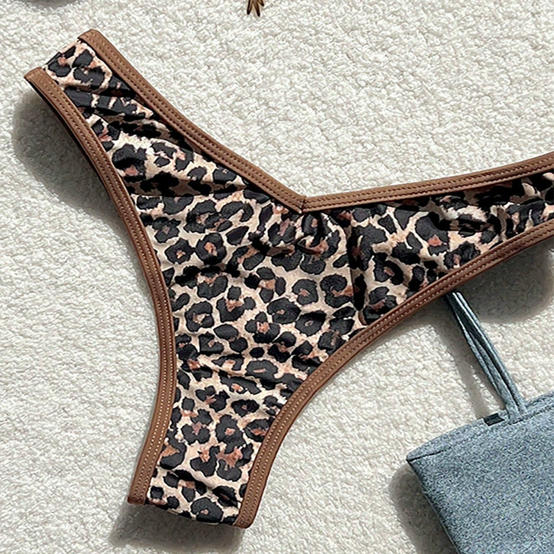 Women's Triangle String Bikini Set with High-Cut Thong Bottom view 4