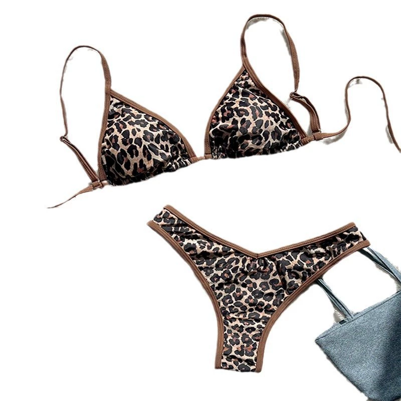 Women's Triangle String Bikini Set with High-Cut Thong Bottom view 5