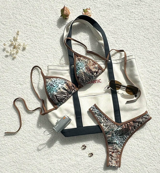 Women's Triangle String Bikini Set with High-Cut Thong Bottom view 9