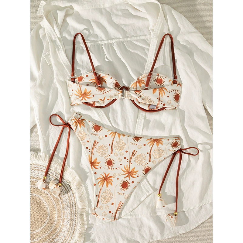 Women’s Underwire Tie-Side Bikini Set with Tassel Ties