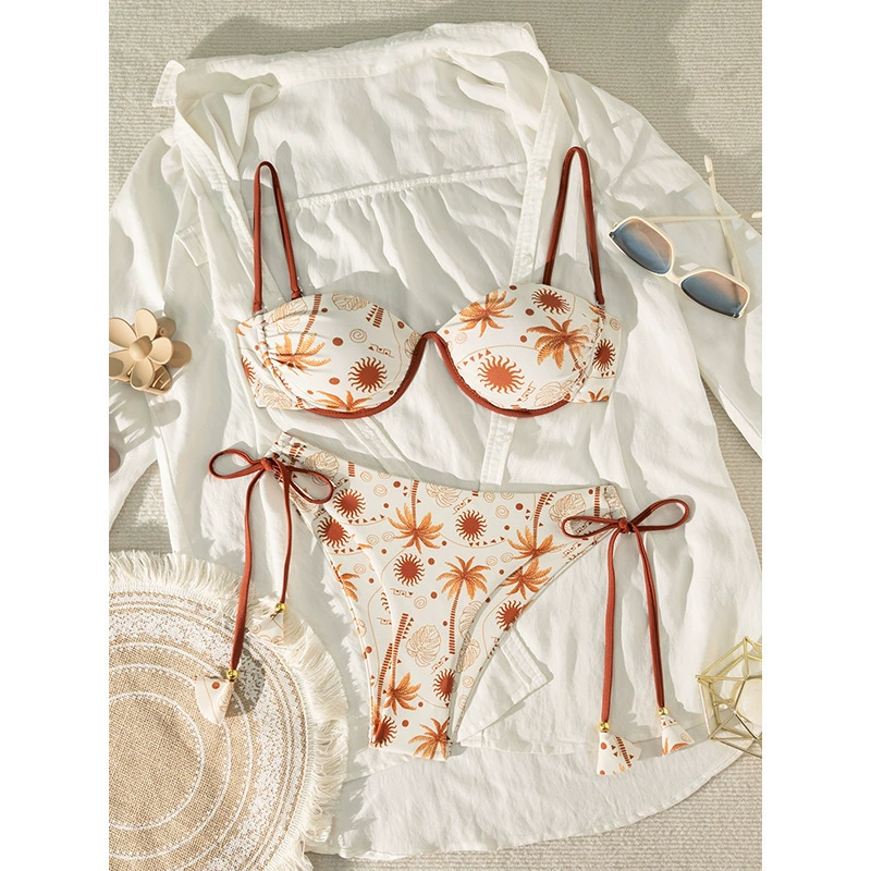 Women's Underwire Tie-Side Bikini Set with Tassel Ties view 5