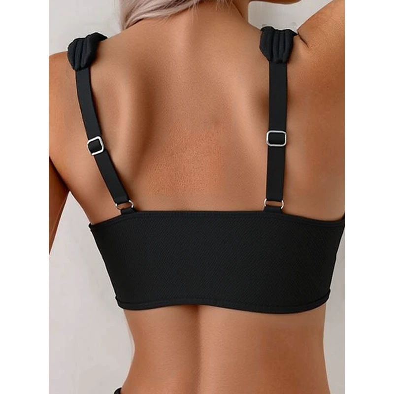 Women's Square Neck Adjustable Strap Two Piece Bikini Set view 4