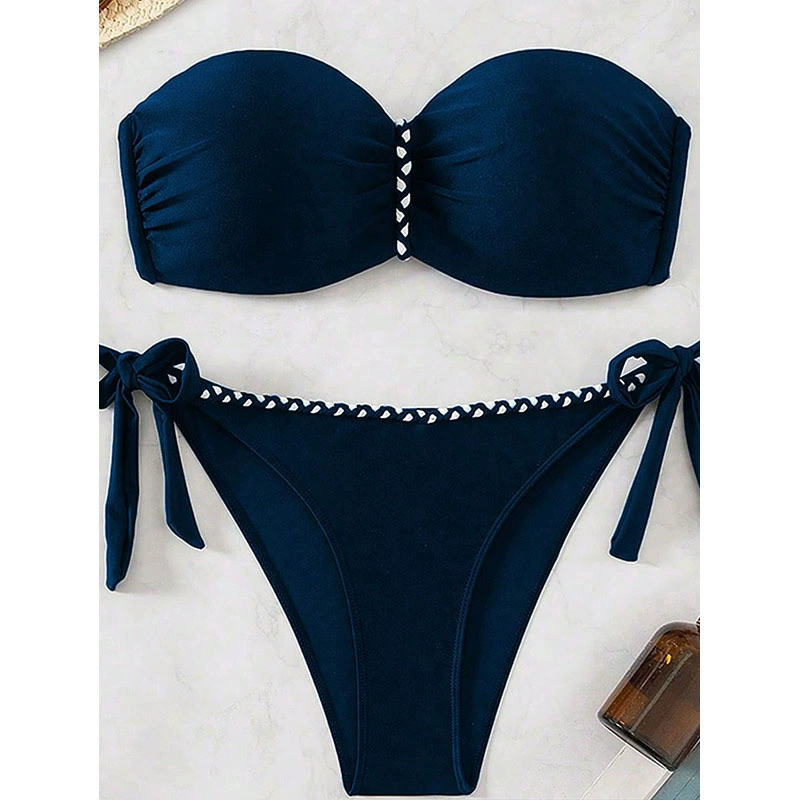 Women’s Strapless Bandeau Tie-Side Bikini Set