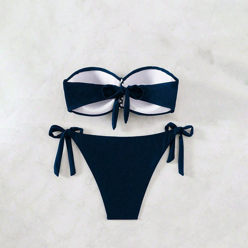 Women's Strapless Bandeau Tie-Side Bikini Set view 4