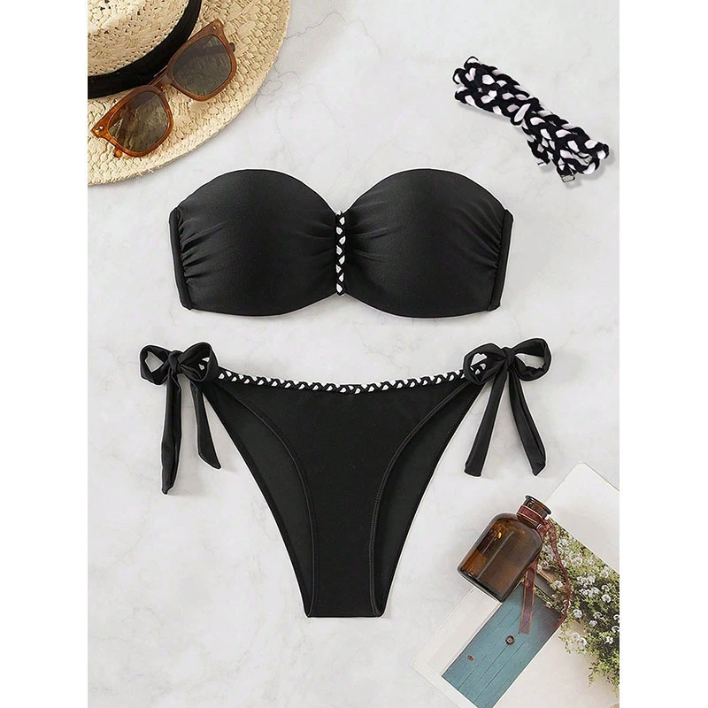 Women's Strapless Bandeau Tie-Side Bikini Set view 6