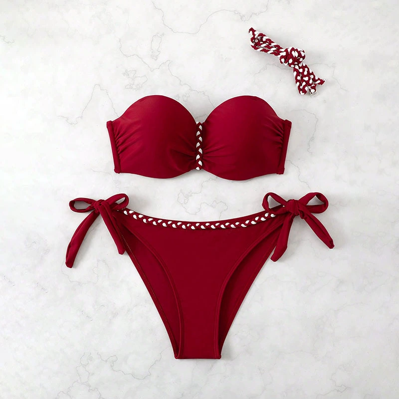 Women's Strapless Bandeau Tie-Side Bikini Set view 8