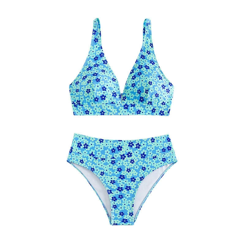 Women's V-Neck Wide Strap High Waist Bikini Set view 5