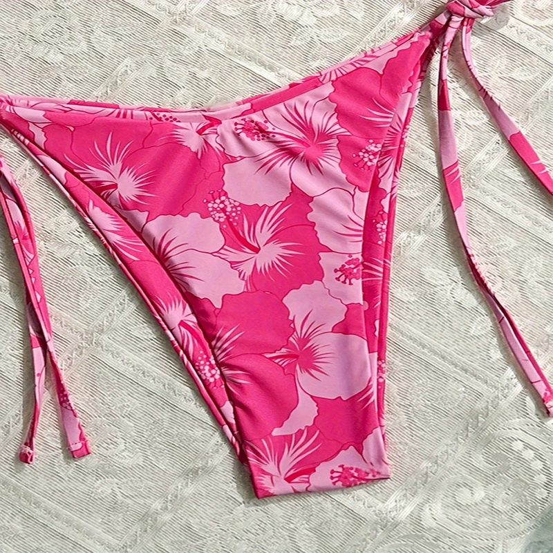 Women’s Triangle Halter Bikini Set with Tie-Side Bottoms