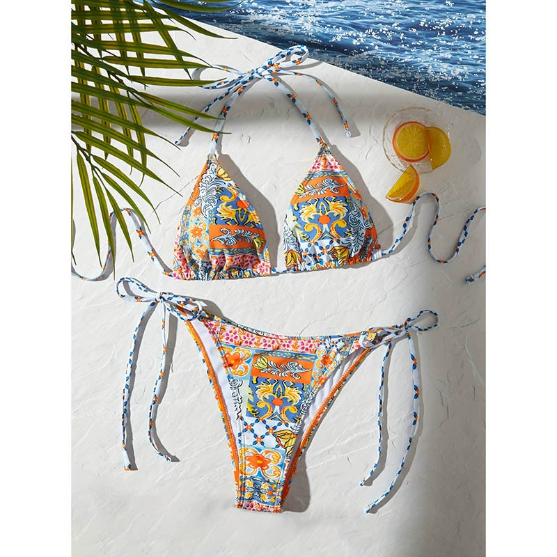 Women’s Tie-Side Triangle Bikini Two-Piece Set