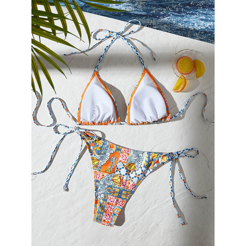 Women’s Tie-Side Triangle Bikini Two-Piece Set