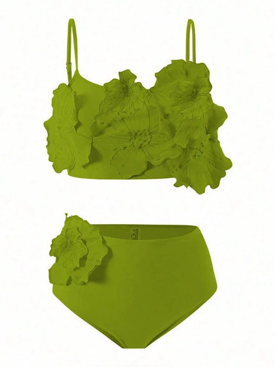 Women’s 3D Applique Cami Two Piece Swimsuit Set