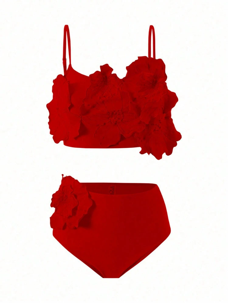 Women's 3D Applique Cami Two Piece Swimsuit Set view 3