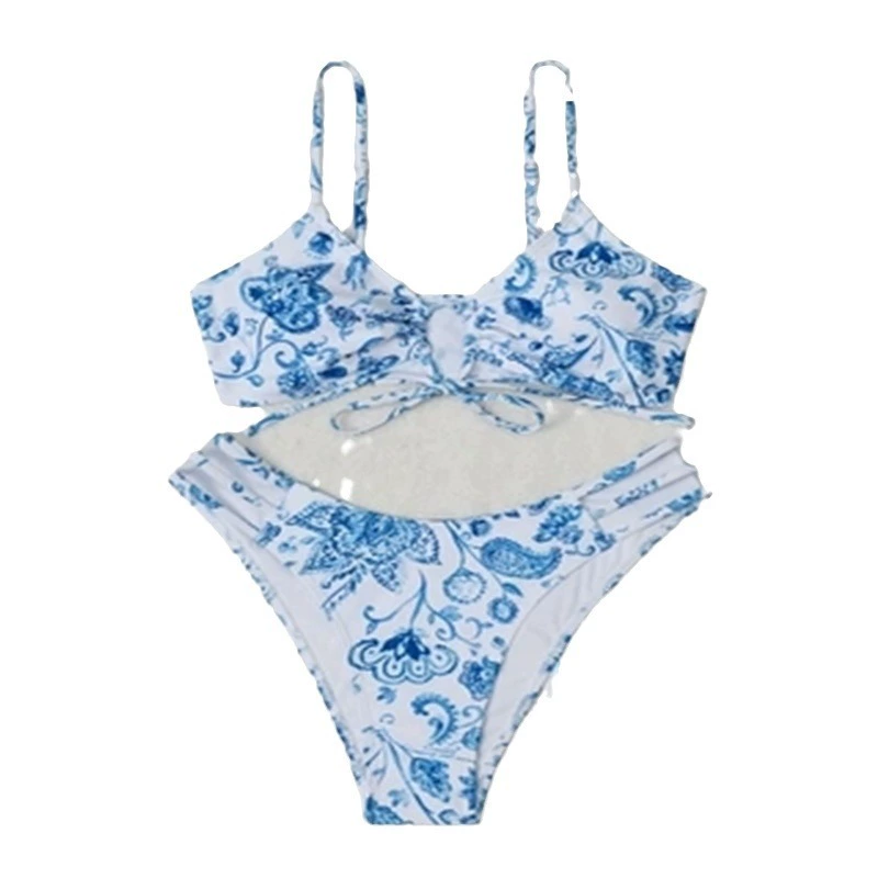 Women's Tie Front Bikini Set with Strappy High-Cut Bottoms view 5
