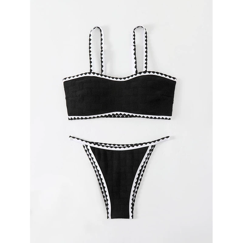 Women's Bandeau Bikini Set with Adjustable Straps and Thong Bottoms view 5