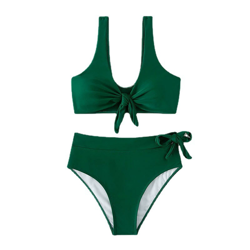 Women's Tie Front High Waist Two Piece Bikini Set view 5