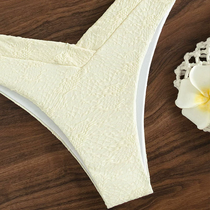 Women's O-Ring Triangle Bikini Set with High-Cut Bottoms view 4
