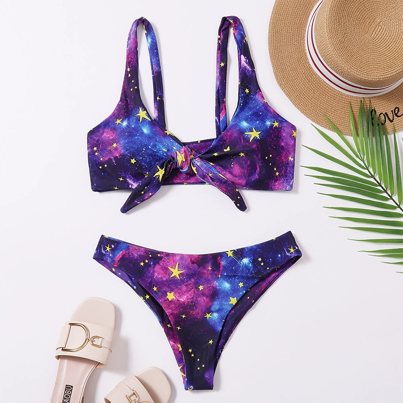 Women’s Knot Front High Cut Two Piece Bikini Set