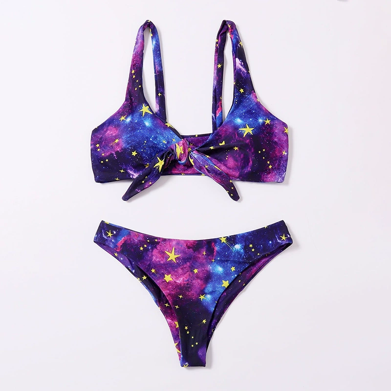 Women’s Knot Front High Cut Two Piece Bikini Set