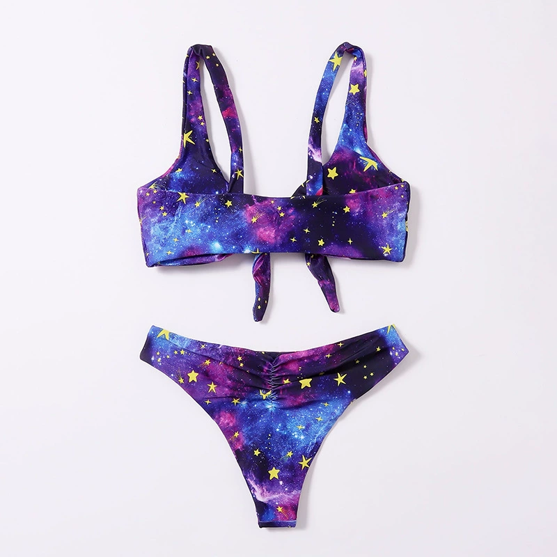 Women's Knot Front High Cut Two Piece Bikini Set view 3