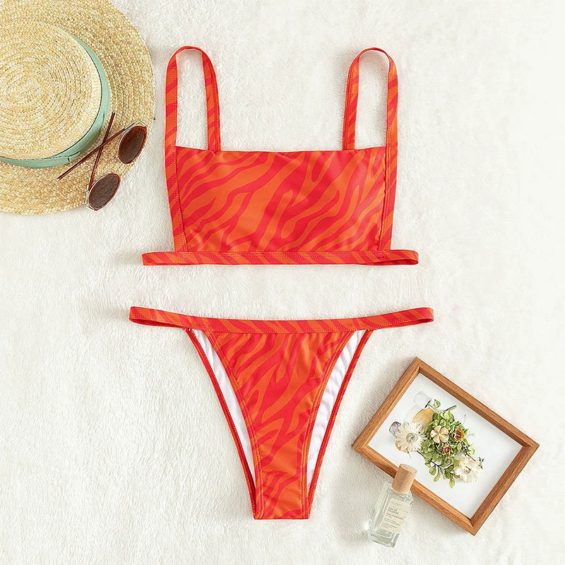 Women's Square Neck Two-Piece Thong Bikini Set view 2