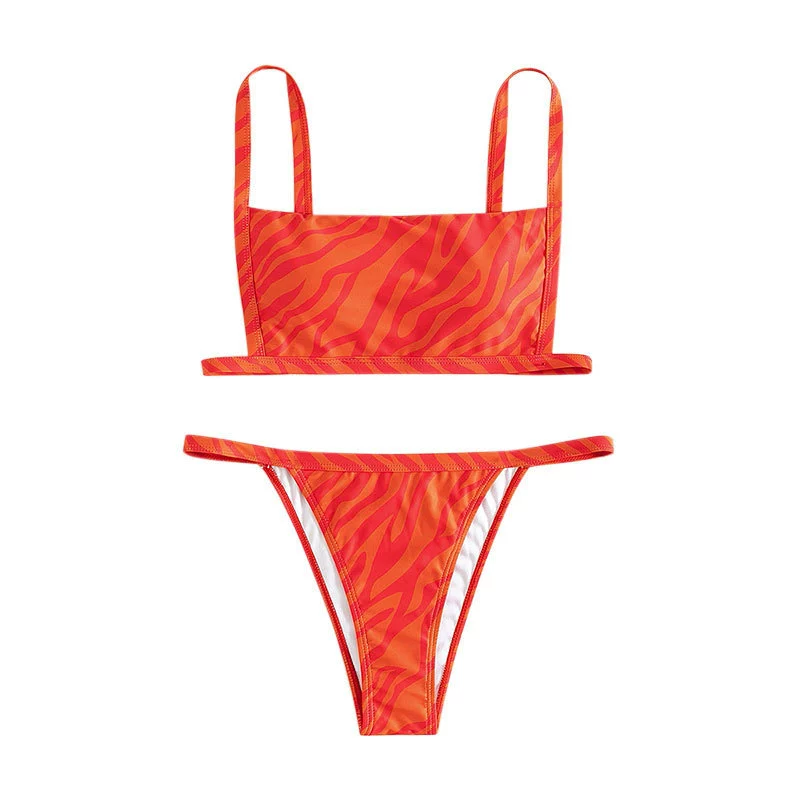 Women's Square Neck Two-Piece Thong Bikini Set view 5