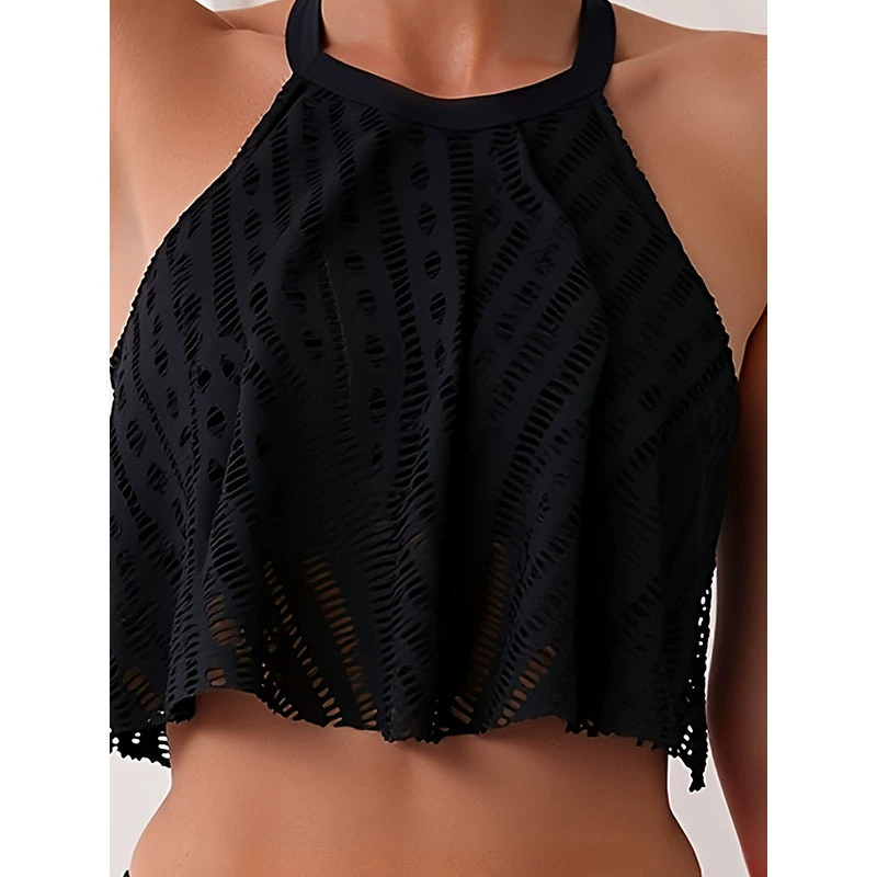 Women's Halter High-Neck High-Waisted Two-Piece Bikini Set view 3