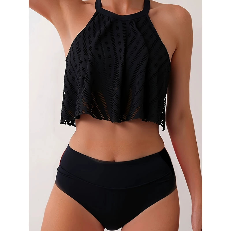 Women's Halter High-Neck High-Waisted Two-Piece Bikini Set view 4