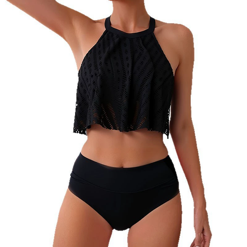 Women's Halter High-Neck High-Waisted Two-Piece Bikini Set view 5