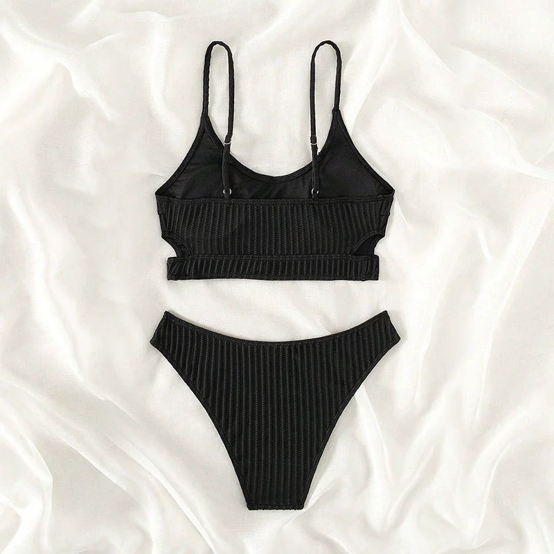 Women's Ribbed Cut-Out Two-Piece Bikini Set view 2