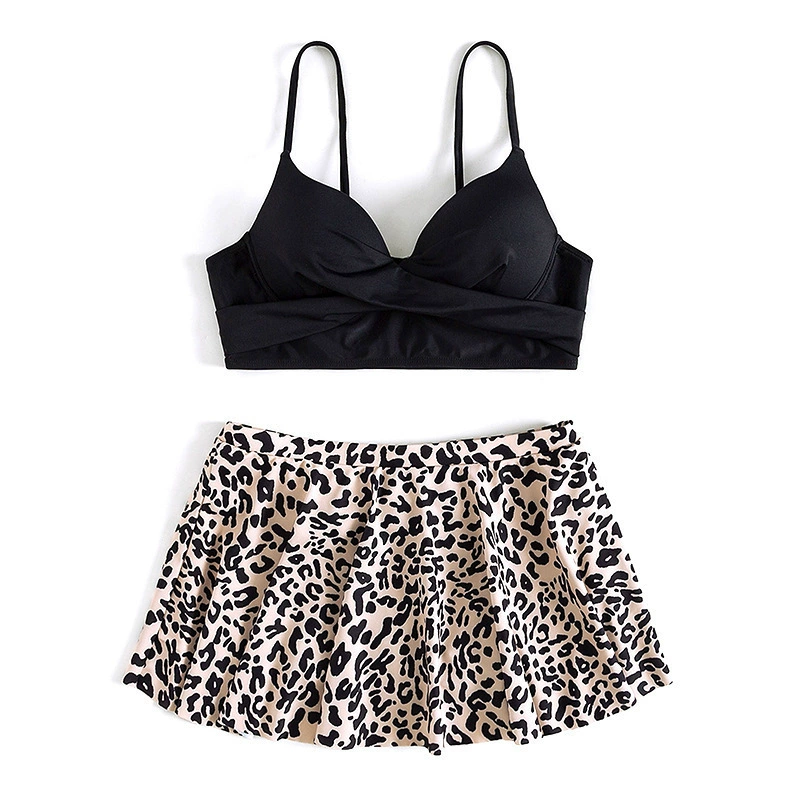Women's Twist Front Bikini Set with Flared Skirt Bottom view 5